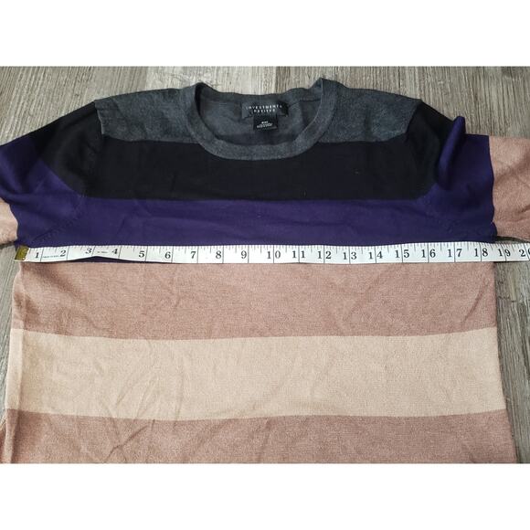 Investments Petites Striped Multi Color Long Sleeve Shirt Sweater Sleeve Buttons - Picture 4 of 7